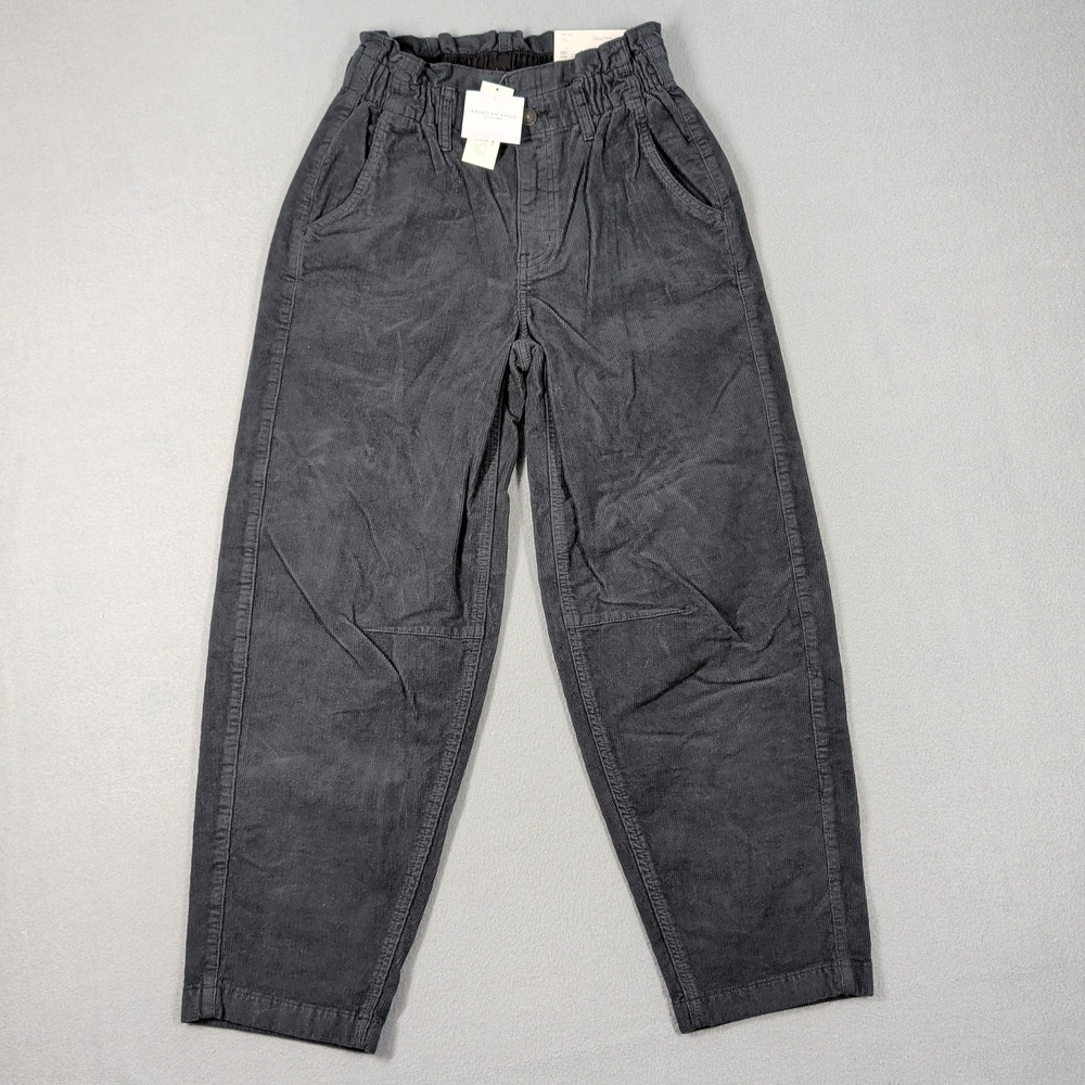 American Eagle Barrel Stretch Corduroy Pants Super High-Rise‎ Gray 0 Regular